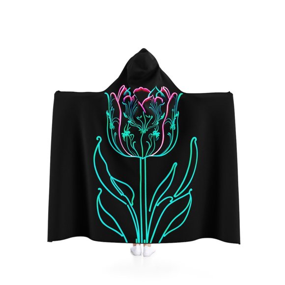 DISCO LEMONADE Tulip Neon Love Hooded Blanket, Cloak, Rave Blanket, Uv, Led, - Picture 1 of 3